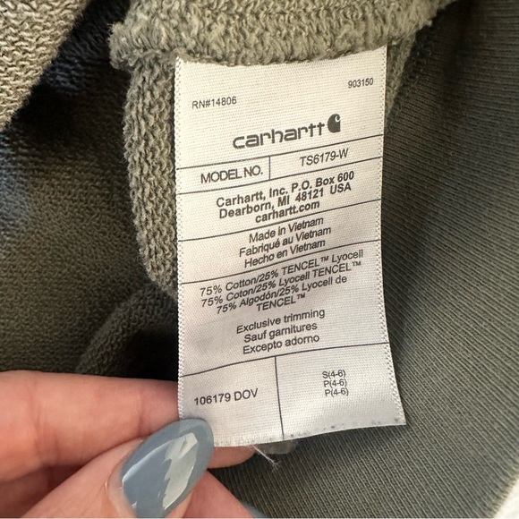 CARHARTT Women’s Relaxed Fit Sweatshirt | Dusty Olive French Terry | Size Small - Picture 8 of 8
